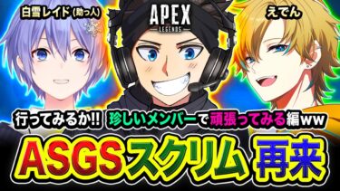 【APEXスクリム】集まったゾ！助っ人キタわ！珍しいメンバーで全力で頑張ってみる編www (ASGS) 白雪レイド, えでん【ハセシン】Apex Legends
