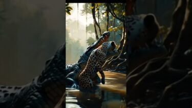 Leopard vs. Crocodile: Apex Predator Showdown in the Wild!الفهد ضد التمساح: مواجهة كبار المفترسين